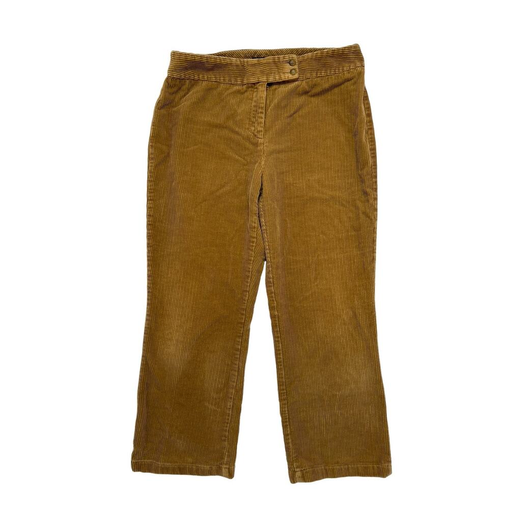 ANN TAYLOR Vintage 90s Y2K Wide Leg Brown Corduroy Crop Pants Size 10 Womens